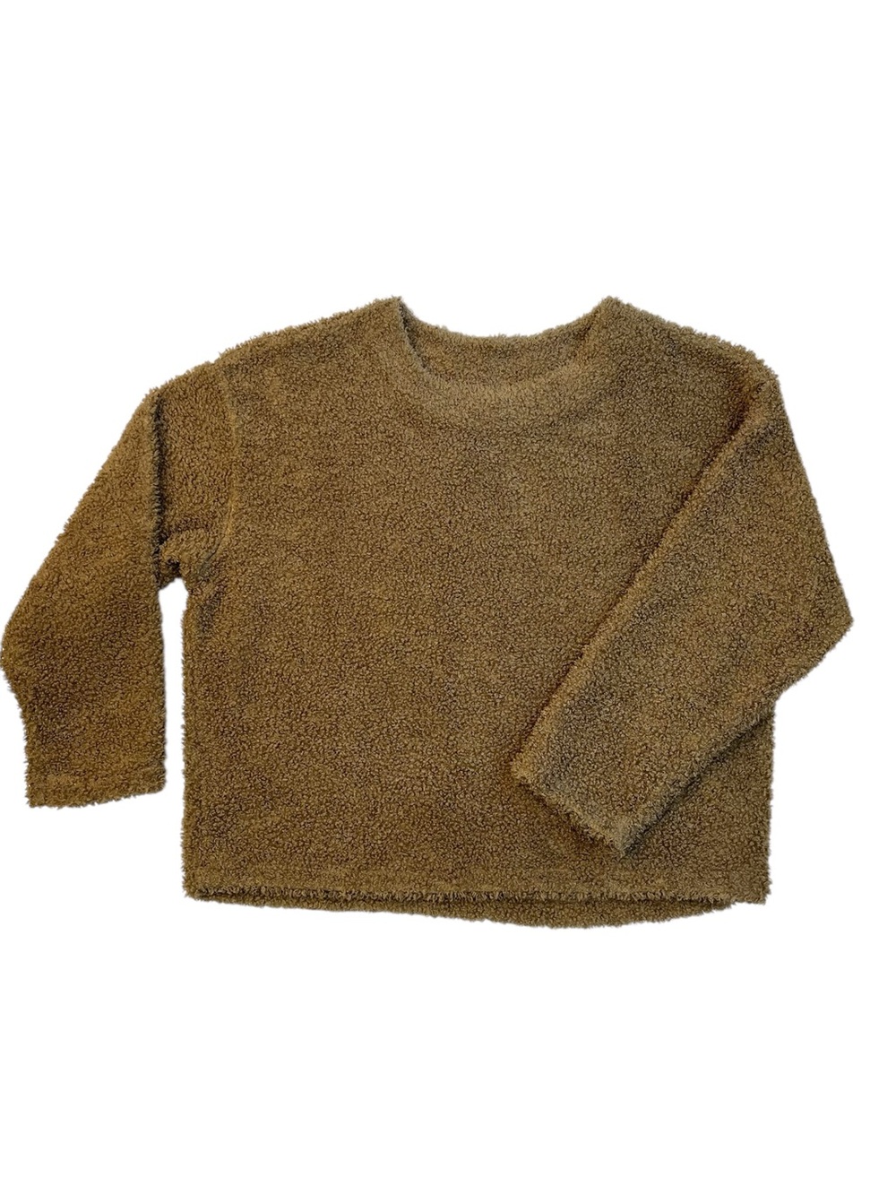 Uniqlo Women's Cropped Boucle Fleece Crewneck Sweater - Brown